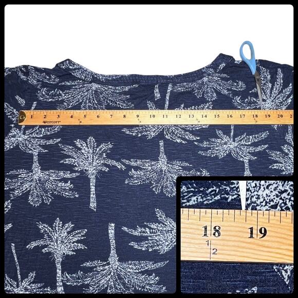 Palm Harbour Woman Knit V Neck Top Blue White Palm Trees 3/4 Sleeve Plus Size 2X - Picture 9 of 12
